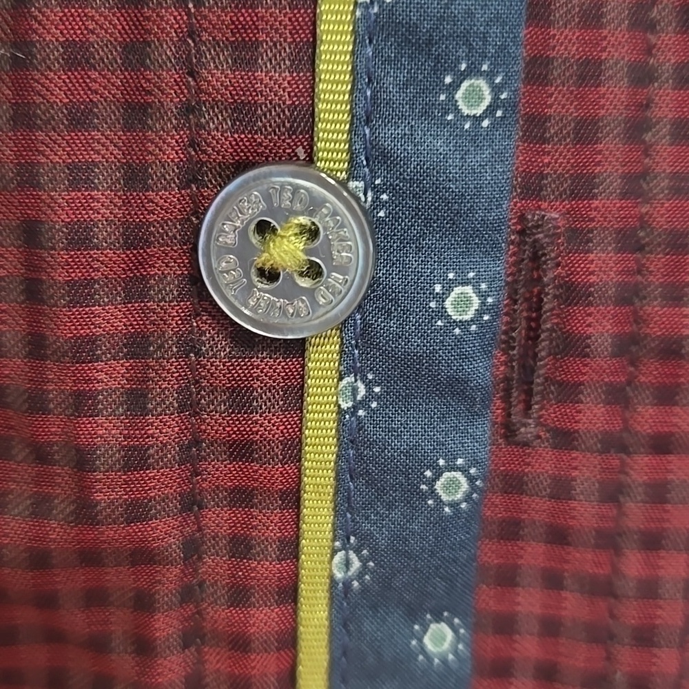 TED BAKER LONDON-Long Sleeve Button-Up Dress Shirt-Red Wine-Size 5(Slim XL) - Picture 9 of 17